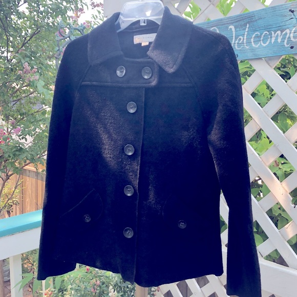 MERONA Wool Pea Coat. Solid Dark Black. So versatile!💝 - Picture 3 of 9